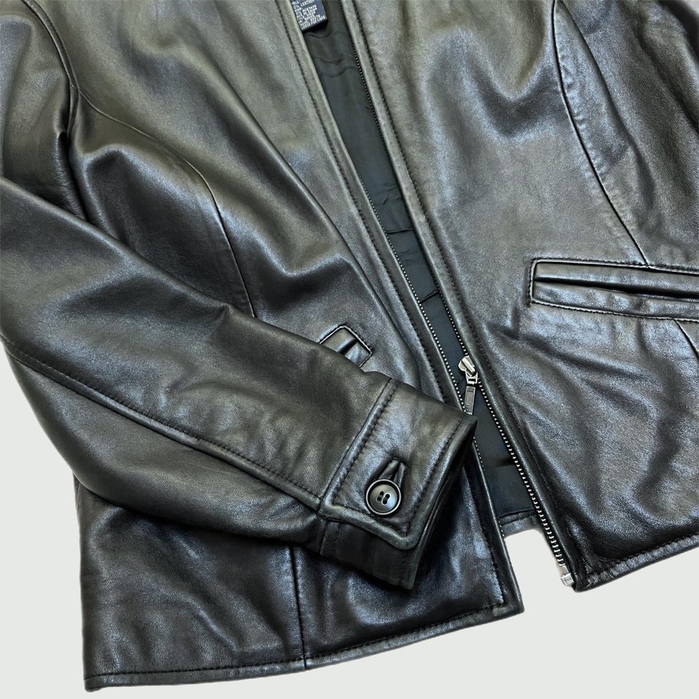 Vintage Black Leather Bomber Jacket Pres De Chamonix - Picture 5 of 5